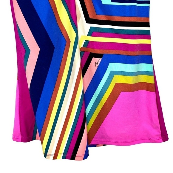 Trina Turk Swim NWT Illusion Stripe Tankini Top Blue Pink Fuchsia Yellow Size 4 - Picture 9 of 12